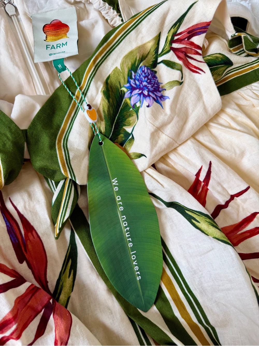 NWT FARM Rio Sand Tropical Scarf Cutout Linen Maxi Dress Sizes M/L - Picture 8 of 12